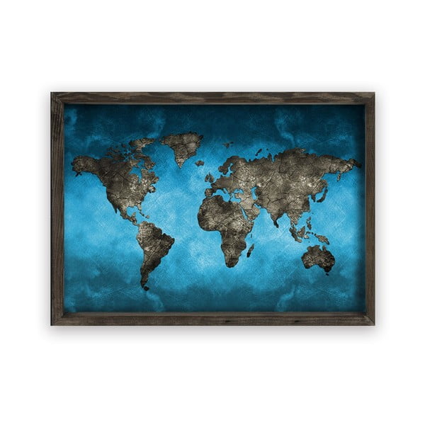 Obraz v drevenom ráme Night World, 70 × 50 cm