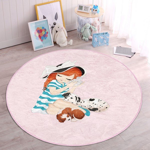Ružový detský koberec ø 120 cm Comfort – Mila Home-image-1