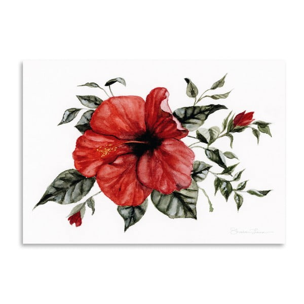 Plagát Red Hibiscus by Shealeen Louise, 30 x 42 cm