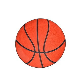 Oranžový detský protišmykový koberec Chilam Basketball, ø 140 cm