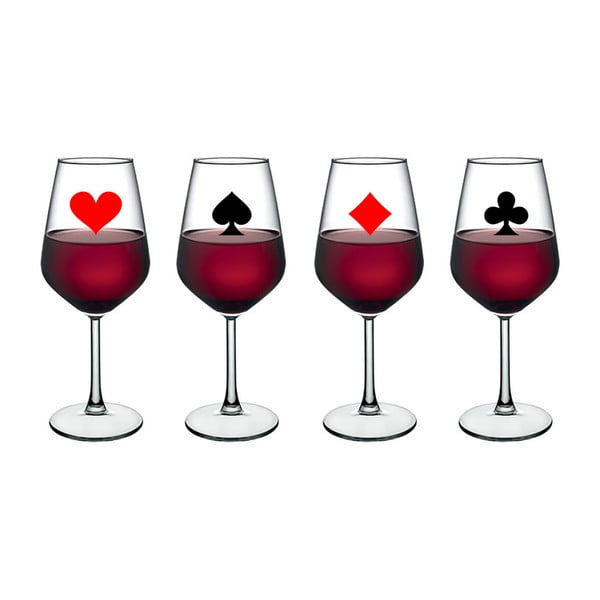 Sada 4 pohárov na víno Vivas Playing Card, 345 cm