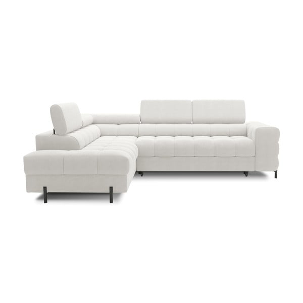 Krémovobiela rozkladacia/s úložným priestorom rohová pohovka z textílie buklé (ľavý roh/do L) Ferucce – ELTAP