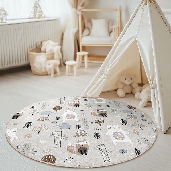 Prateľný detský koberec ø150 cm Forest Friends – Mila Home-image-2