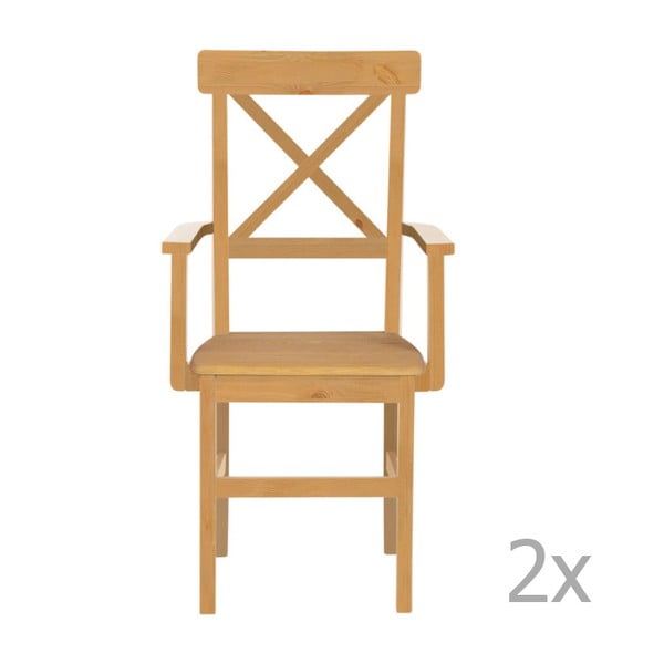 Sada 2 jedálenských stoličiek z borovicového dreva s opierkami Støraa Nicoline