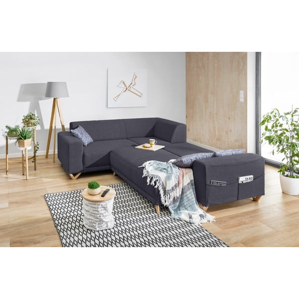 Antracitová rozkladacia/s úložným priestorom rohová pohovka (ľavý roh/do L) Classy Sophie – Miuform-image-4