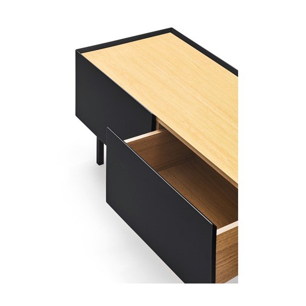 Čierny/v prírodnej farbe TV stolík v dekore duba 180x45 cm Arista – Teulat-image-2