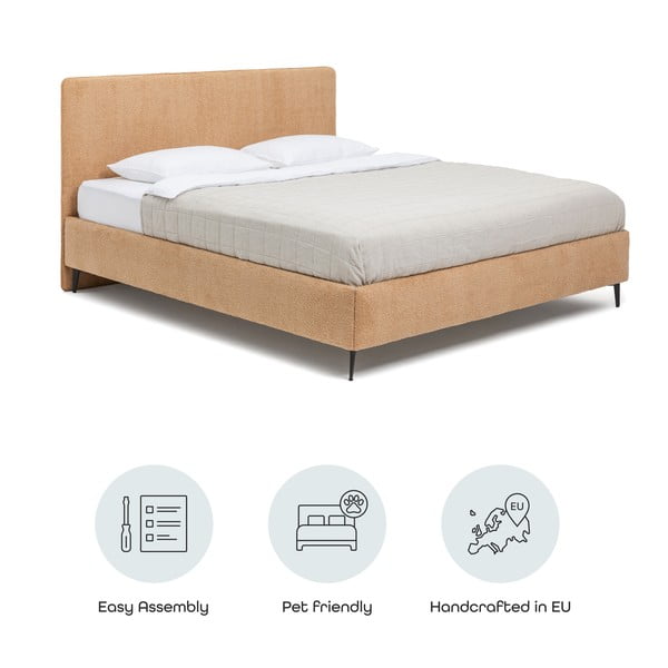 Čalúnená dvojlôžková posteľ s roštom 160x200 cm v horčicovej farbe Noira Slim – Bonami Selection-image-4