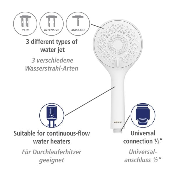 Biela sprchová súprava z nehrdzavejúcej ocele 70 cm Watersaving – Wenko-image-3