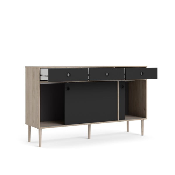 Čierna komoda s rámom v dubovom dekore Tvilum Rome, 147 x 88 cm-image-3