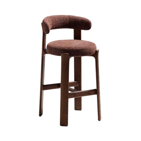 Hnedá/v tmavo prírodnej farbe barová stolička z jaseňového dreva (výška sedadla 75 cm) Granite – Kave Home