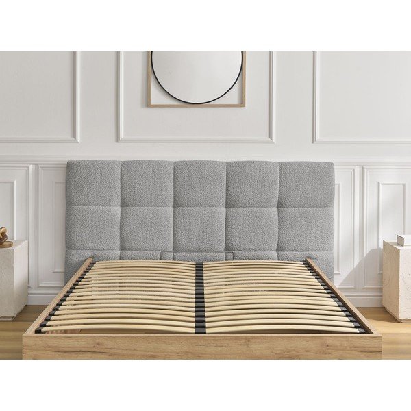 Sivá čalúnená čalúnená/z drevotriesky dvojlôžková posteľ s úložným priestorom s roštom 160x200 cm Kumo – Bobochic Paris-image-3