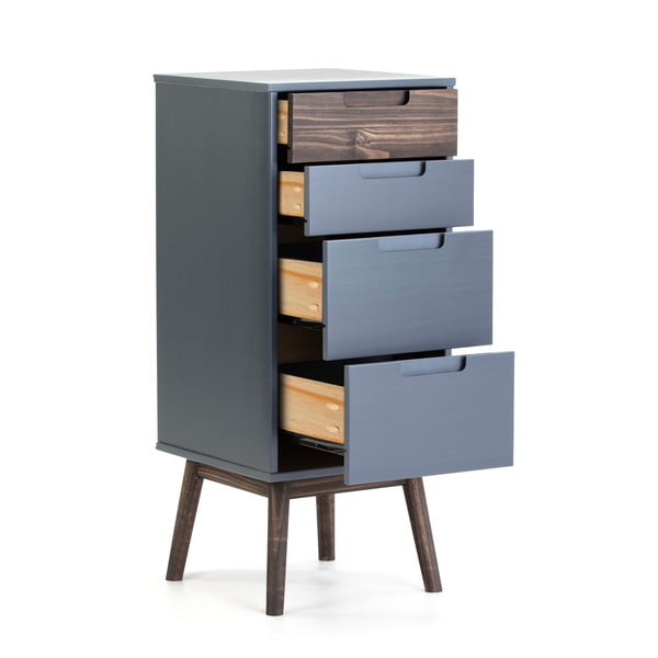 Antracitová/tmavohnedá vysoká komoda z borovicového dreva 40x94 cm Nussa – Marckeric-image-2