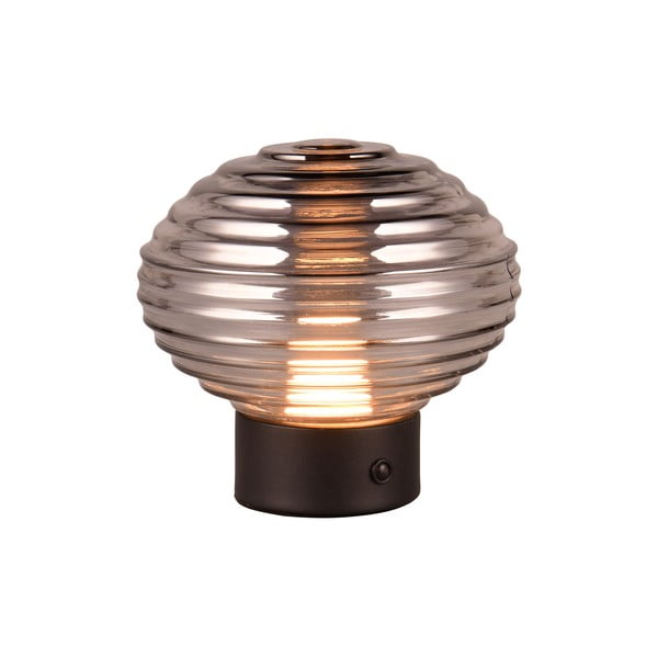 Čierno-šedá stmievateľná LED stolová lampa so skleneným tienidlom (výška 14,5 cm) Earl – Trio-image-1