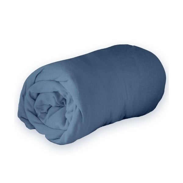 Tmavomodrá napínacia bavlnená plachta jersey 90x190 cm Jersy – douceur d'intérieur-image-1