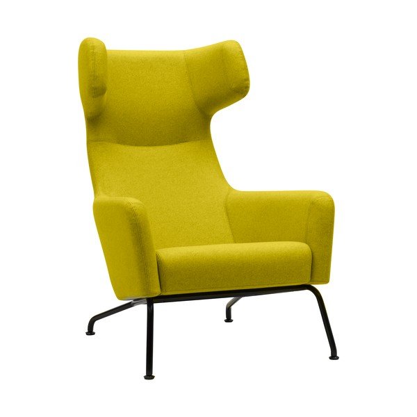 Žlté kreslo ušiak s čiernymi nohami Softline Havana-image-1