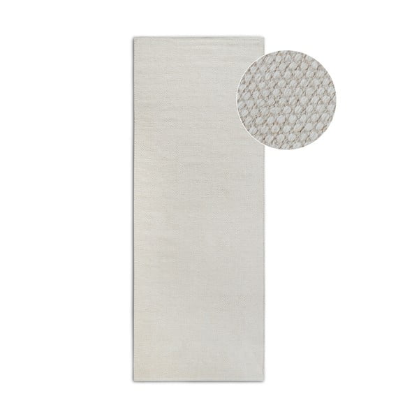 Krémovobiely ručne tkaný behúň s prímesou vlny 80x200 cm Pradesh Natural White – Elle Decoration