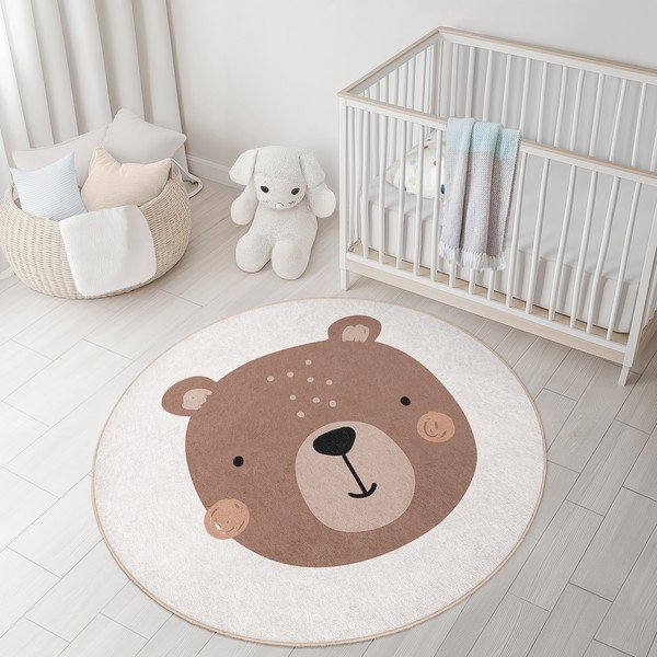 Hnedý/krémový prateľný detský koberec ø100 cm Teddy Bear – Mila Home-image-2