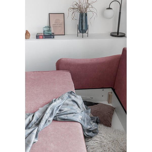 Ružová zamatová rozkladacia pohovka Miuform Tender Eddie-image-1