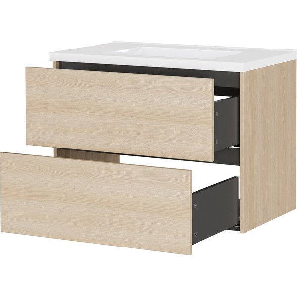 Závesná skrinka pod umývadlo v dekore duba v prírodnej farbe 81x61 cm Bodera – Germania-image-3