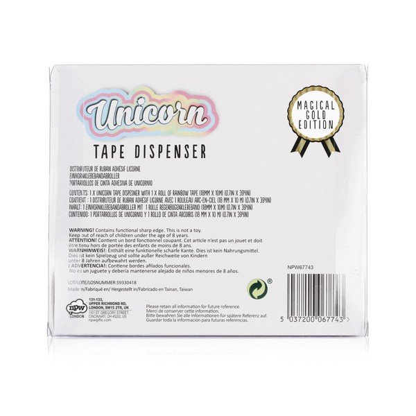 Stojan na lepiacu pásku v tvare jednorožca v zlatej farbe NPW ™ Pups To Go Unicorn-image-3