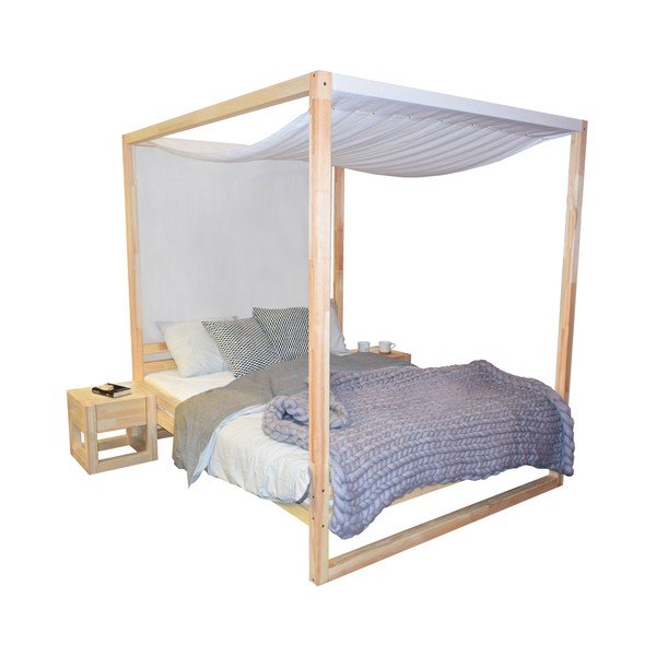 Drevená dvojlôžková posteľ Benlemi Baldee Bella Natural, 200 × 190 cm-image-2