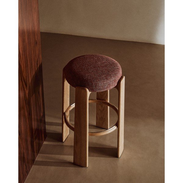 Barová stolička z jaseňového dreva v terakotovej farbe/v tmavo prírodnej farbe (výška sedadla 75 cm) Granite – Kave Home-image-1