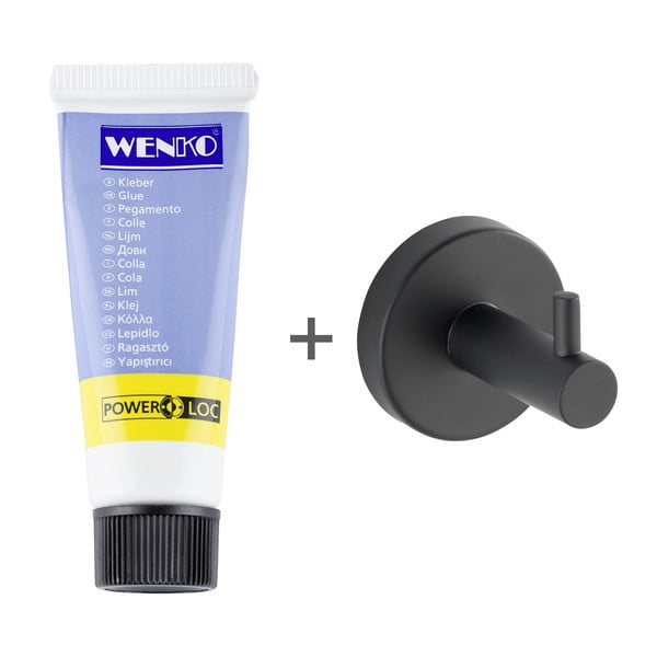 Matne čierny samodržiaci háčik z nehrdzavejúcej ocele Bosio – Wenko