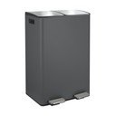 Tmavosivý oceľový odpadkový kôš 2x30 l na triedený odpad/nášľapný Aliya – Spirella