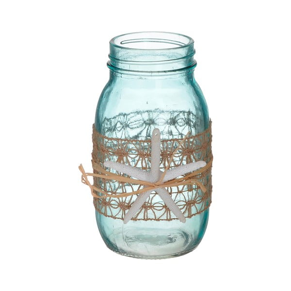 Svetlomodrá sklenená váza InArt Sea, ⌀ 10 cm