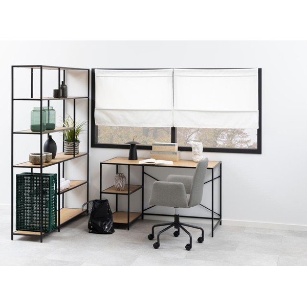 Knižnica v dekore duba v čierno-prírodnej farbe 135x185 cm Seaford – Actona-image-1