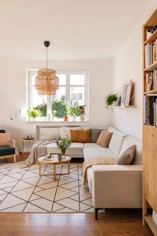Inšpirácia: Obývacia izba, Škandinávsky štýl, Textil