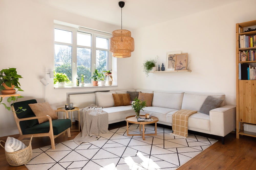 Inšpirácia: Obývacia izba, Škandinávsky štýl, Textil