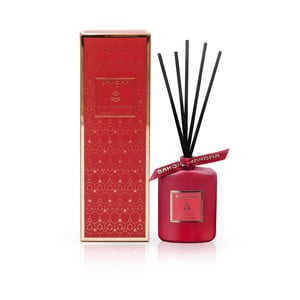 Červený vonný difuzér v škatuľke s vôňou škorice a vanilky Bahoma London Diffuser, 100 ml