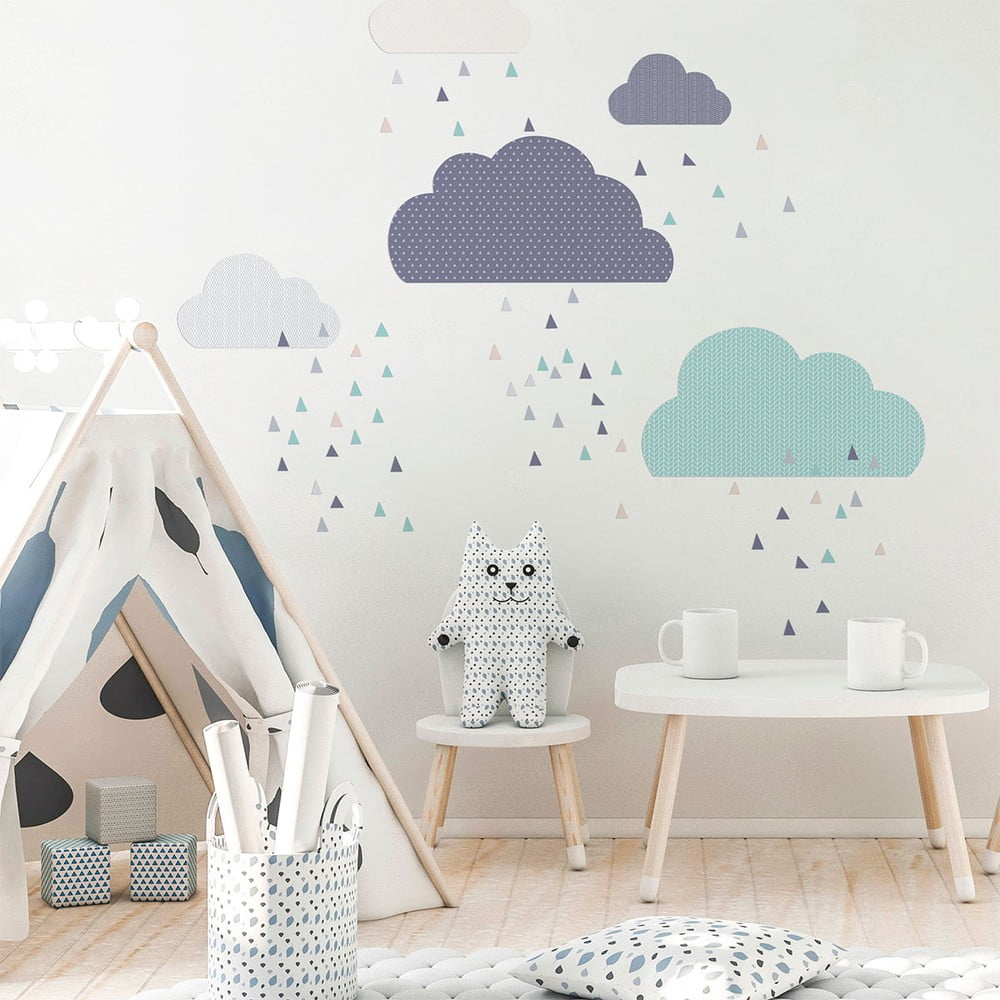 E-shop Modrá nástenná samolepka Ambiance Scandinavian Clouds
