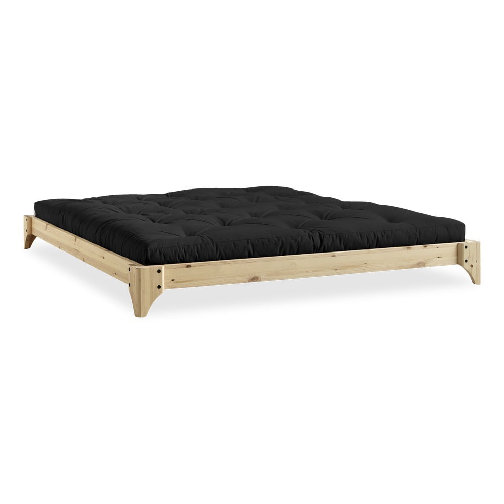 Obrázok Dvojlôžková posteľ z borovicového dreva s matracom Karup Design Elan Comfort Mat Natural/Black, 140 × 200 cm