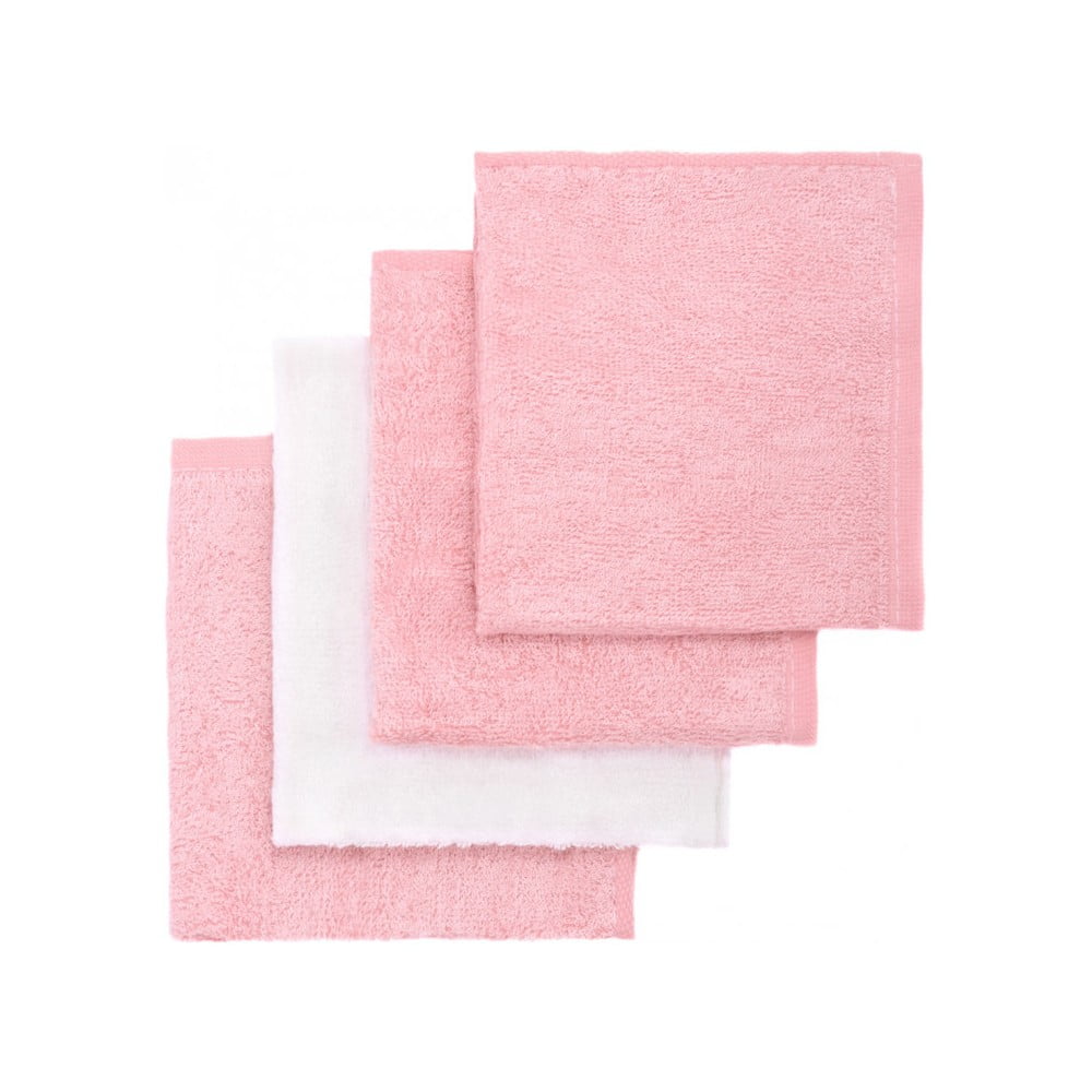 E-shop Súprava 4 bambusových detských uteráčikov v ružovej a bielej farbe T-TOMI