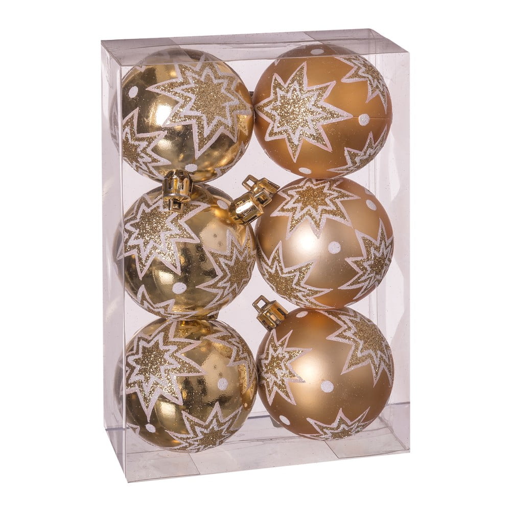 E-shop Súprava 6 vianočných ozdôb v zlatej farbe Unimasa Estrellas, ø 5 cm