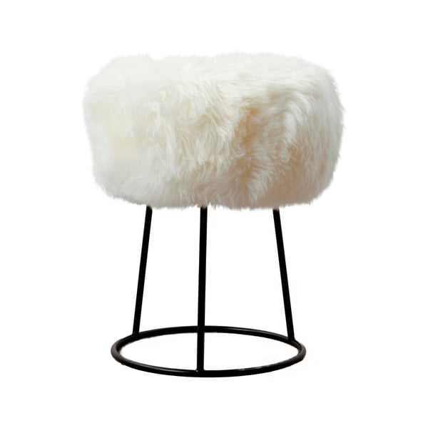 Stolička s bielym sedadlom z ovčej kožušiny Native Natural, ⌀ 36 cm