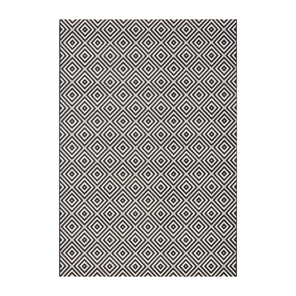 E-shop Čierno-biely vonkajší koberec NORTHRUGS Karo, 140 × 200 cm