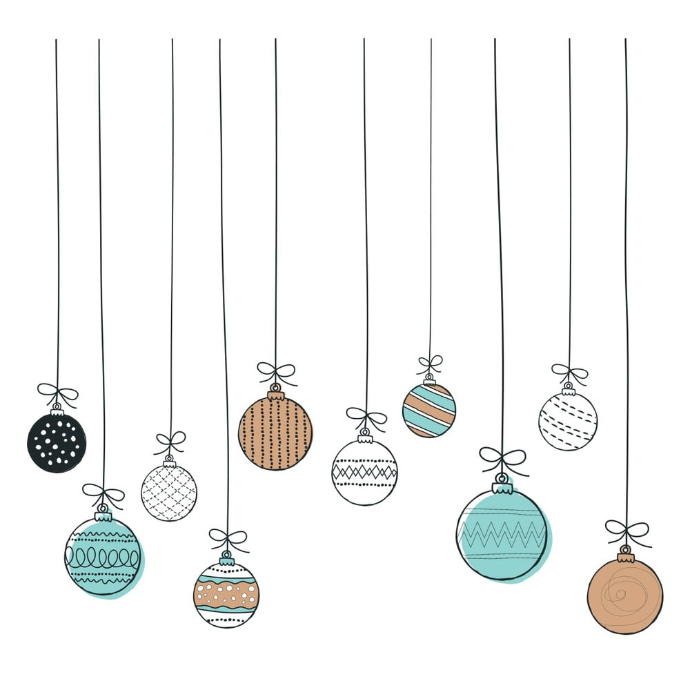 E-shop Nástenná samolepka Ambiance Christmas Balls, 40 × 40 cm