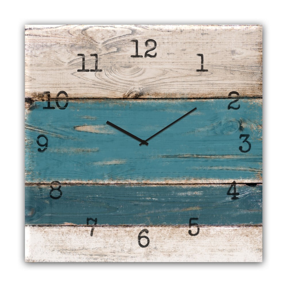 E-shop Nástenné hodiny Styler Glassclock Blue Wood, 30 × 30 cm