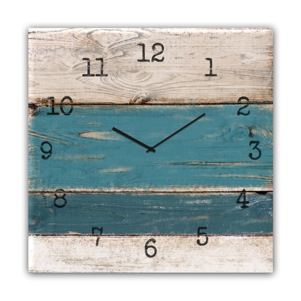 Nástenné hodiny Styler Glassclock Blue Wood, 30 × 30 cm