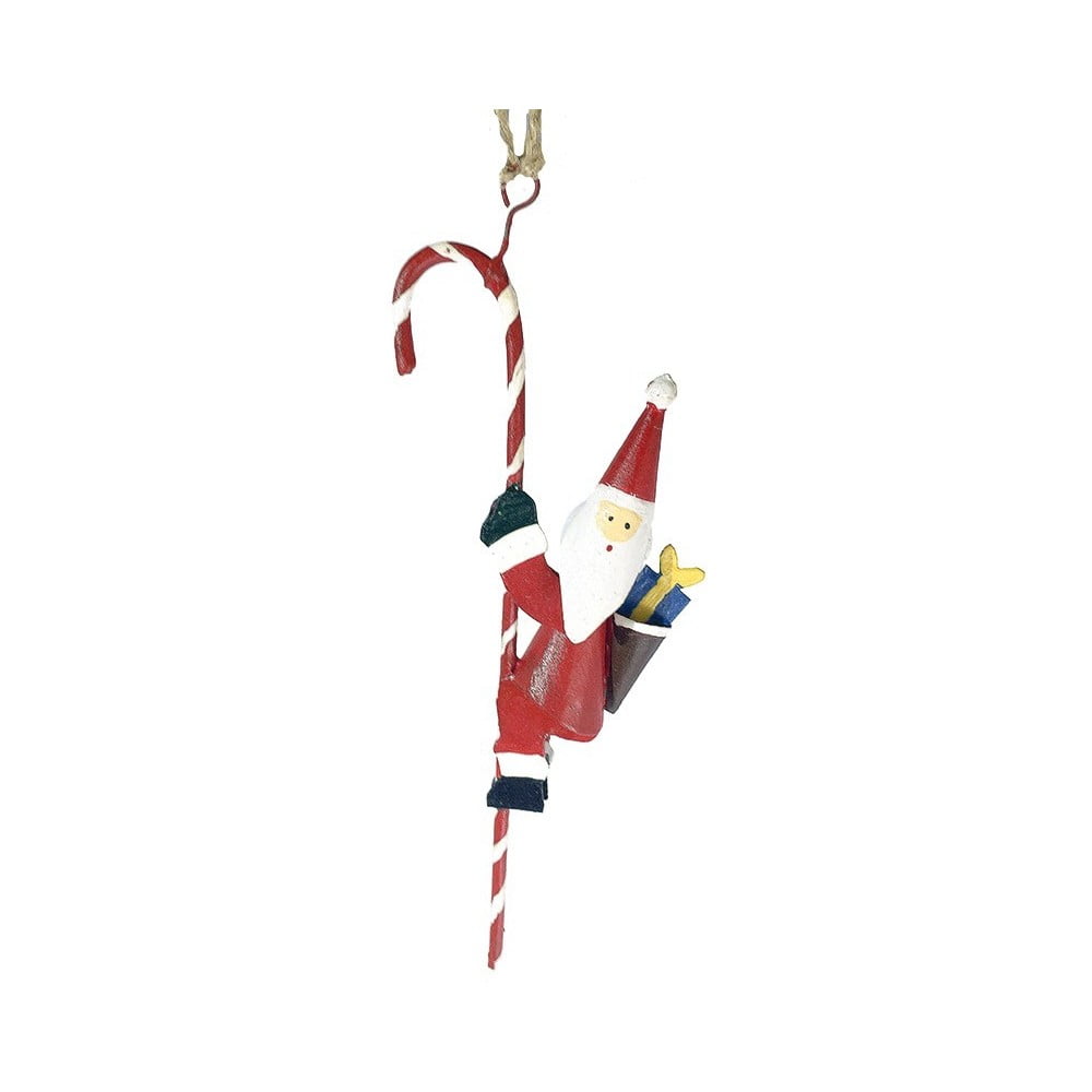 E-shop Závesná vianočná dekorácia Santa Hanging on Candycane - G-Bork