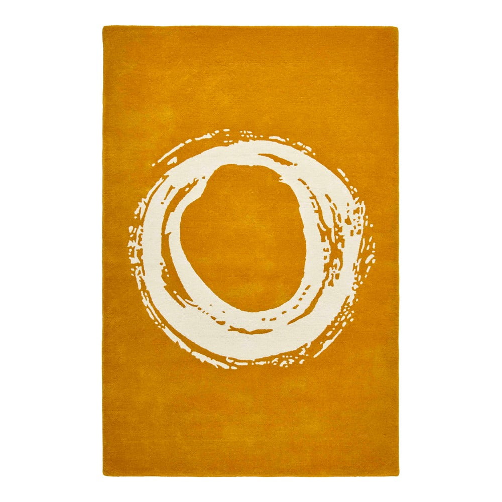 E-shop Horčicovožltý vlnený koberec Think Rugs Elements Circle, 120 x 170 cm