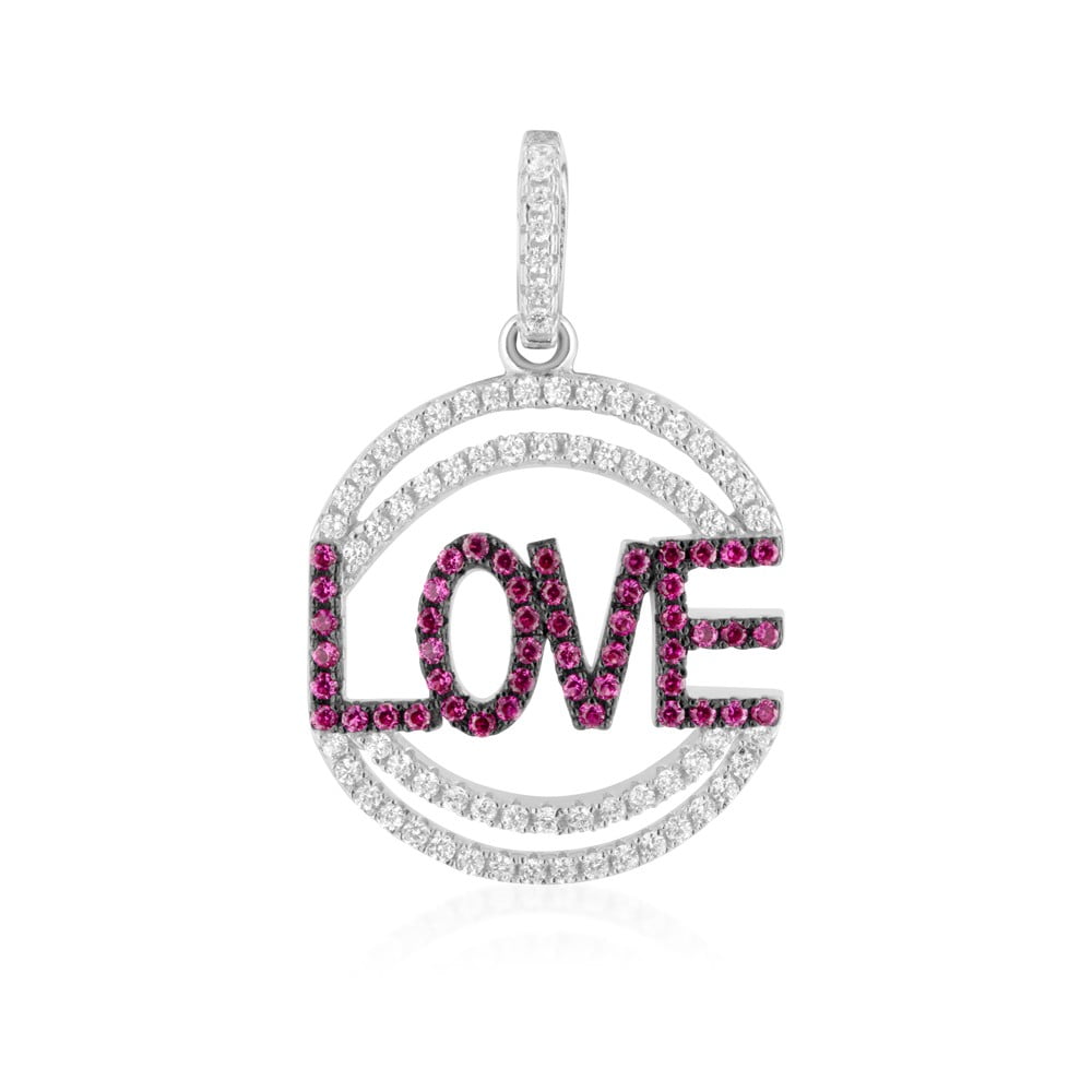 Obrázok Strieborný prívesok s ružovými a bielymi zirkónmi Swarovski Elements Crystals Love Heart