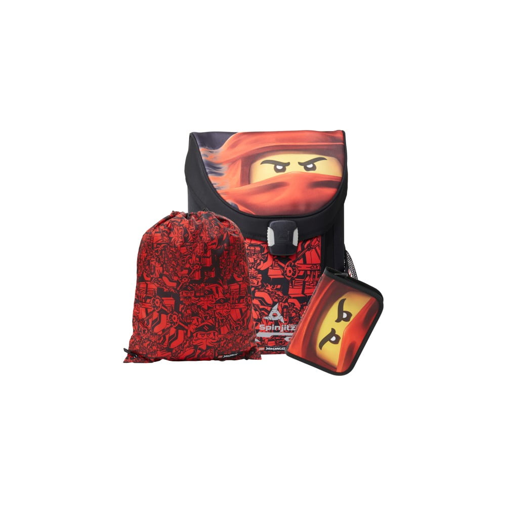 E-shop Trojdielna súprava červenej školskej aktovky, peračníka a vaku LEGO® Ninjago Easy