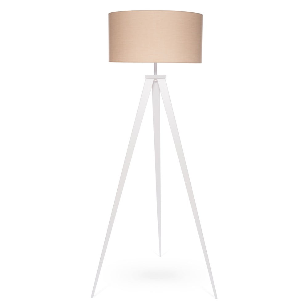 E-shop Stojacia lampa s bielymi kovovými nohami a béžovým tienidlom Bonami Essentials Kiki