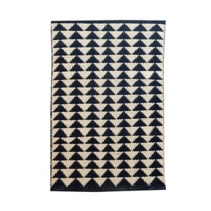 Černo-béžový bavlnený ručne tkaný koberec Pipsa Triangle, 60 × 90 cm