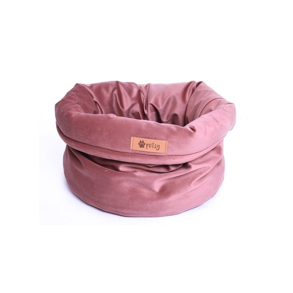 E-shop Ružový zamatový pelech ø 40 cm Basket Royal - Petsy