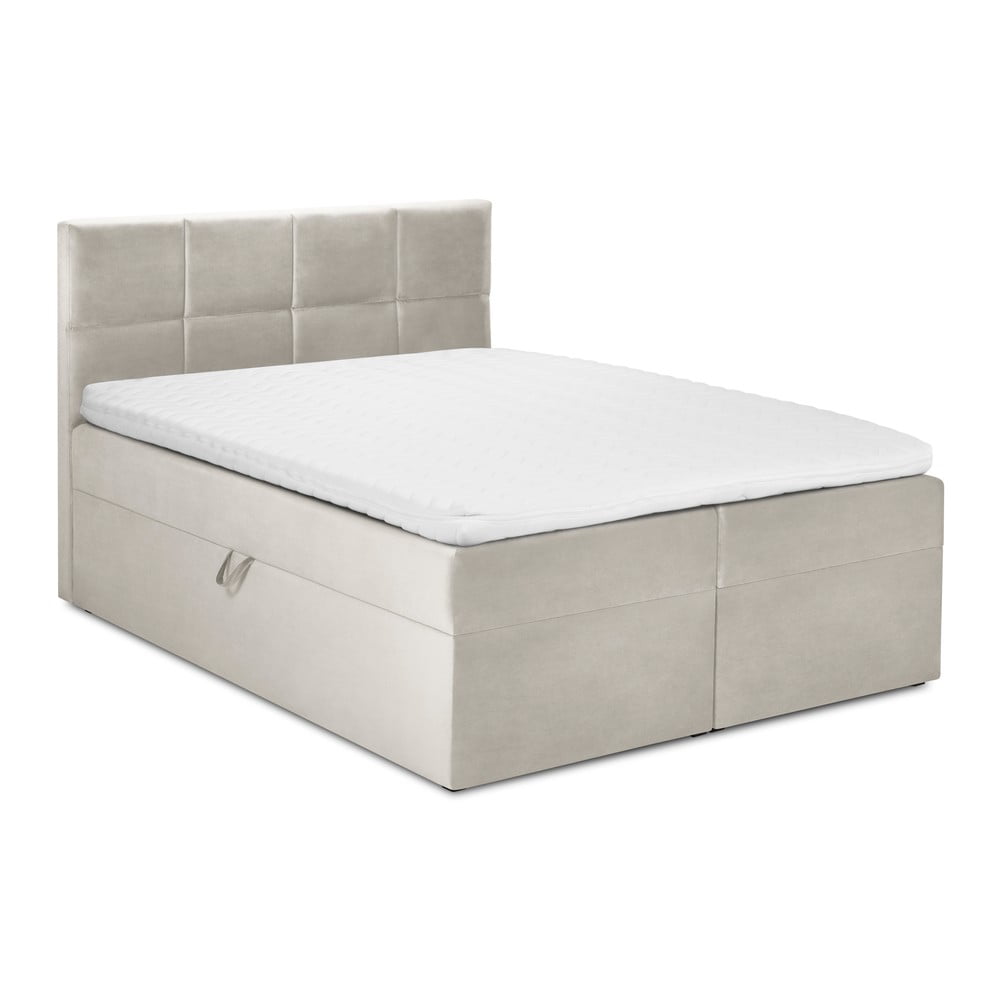 E-shop Béžová zamatová dvojlôžková posteľ Mazzini Beds Mimicry, 180 x 200 cm